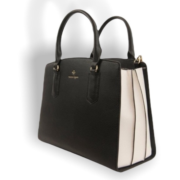 Nanette Lepore Handbags - Nanette Lepore Black White Contrast Satchel work career bag Vegan Leather